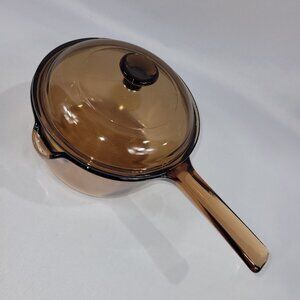 Vision Corning Ware Vintage Complete Pot & Lid Amber Glass Pot 1L